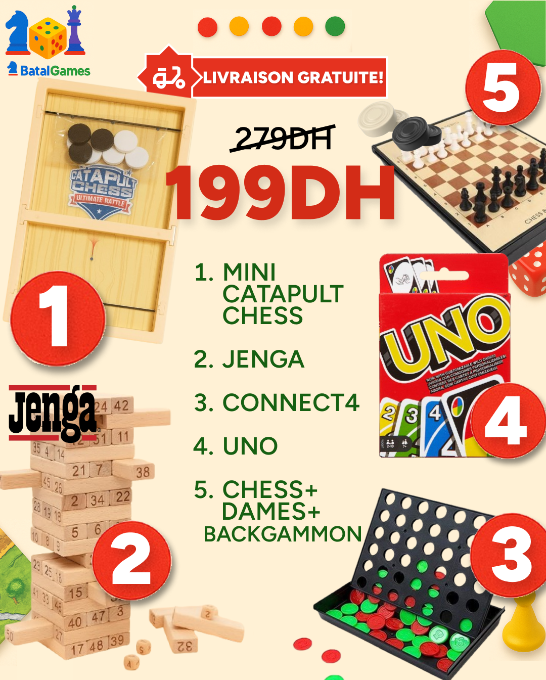 PACK 5 Jeux de Société CATAPULT CHESS EDITION- Livraison Gratuite