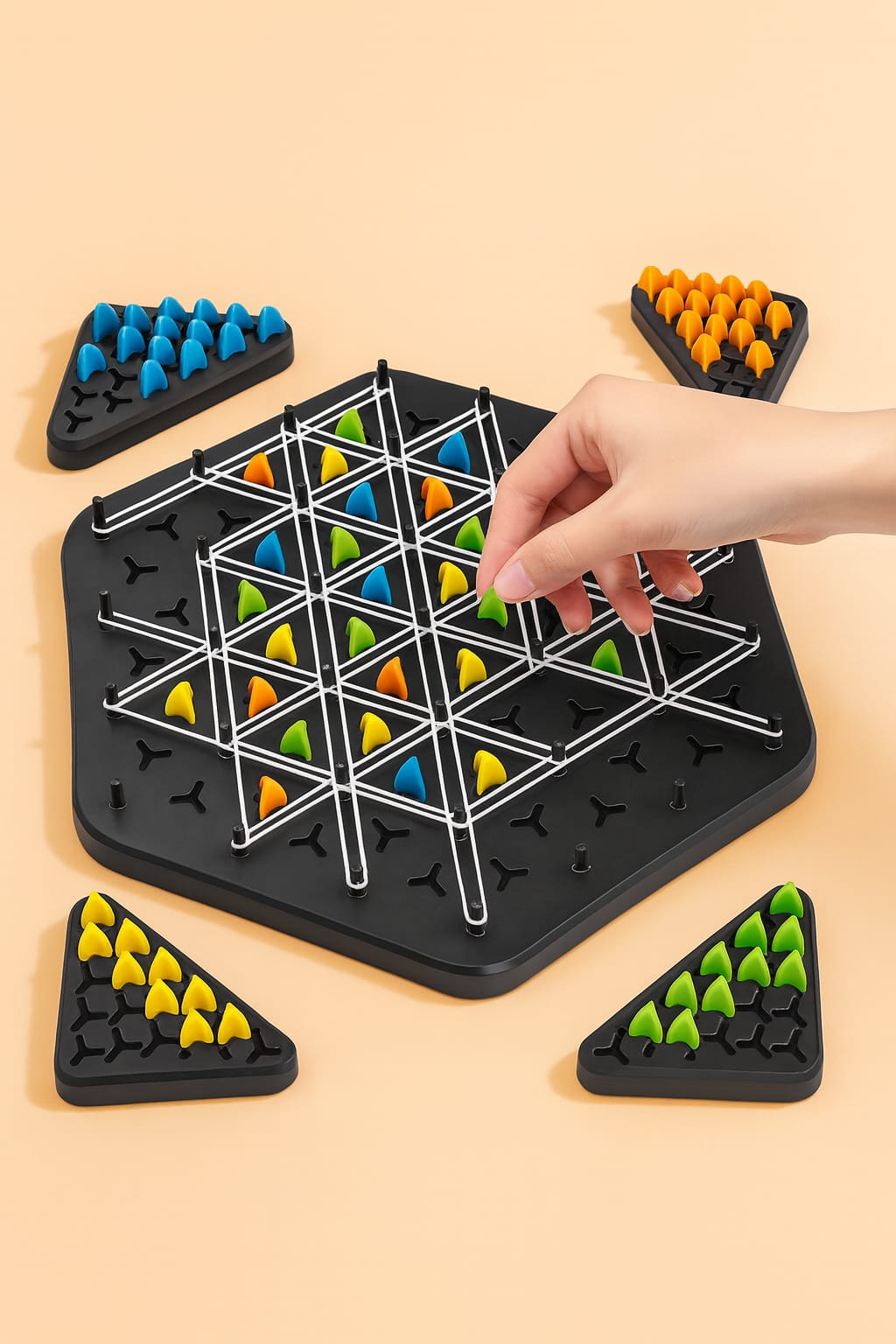 🔺 Jeu de Stratégie Triangle Élastique – Jusqu’à 4 joueurs