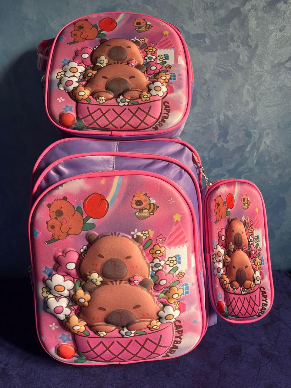Set de Cartable, Lunchbox et Trousse 3D LABUBU / CAPYBARA