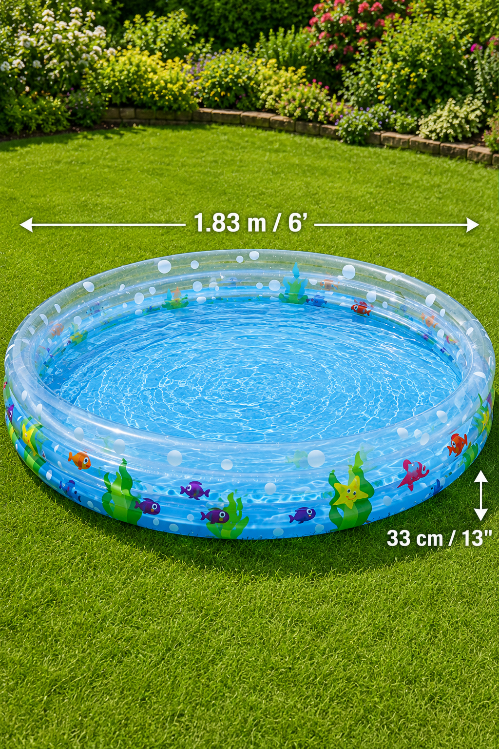 Piscine Gonflable Bestway Transparente 1,83 m × 33 cm – Piscine Enfant Motif Marin