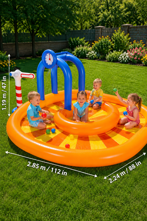 Aire de Jeux Gonflable Bestway avec Piscine et Jeux d’Eau – 2,85 × 2,24 × 1,19 m
