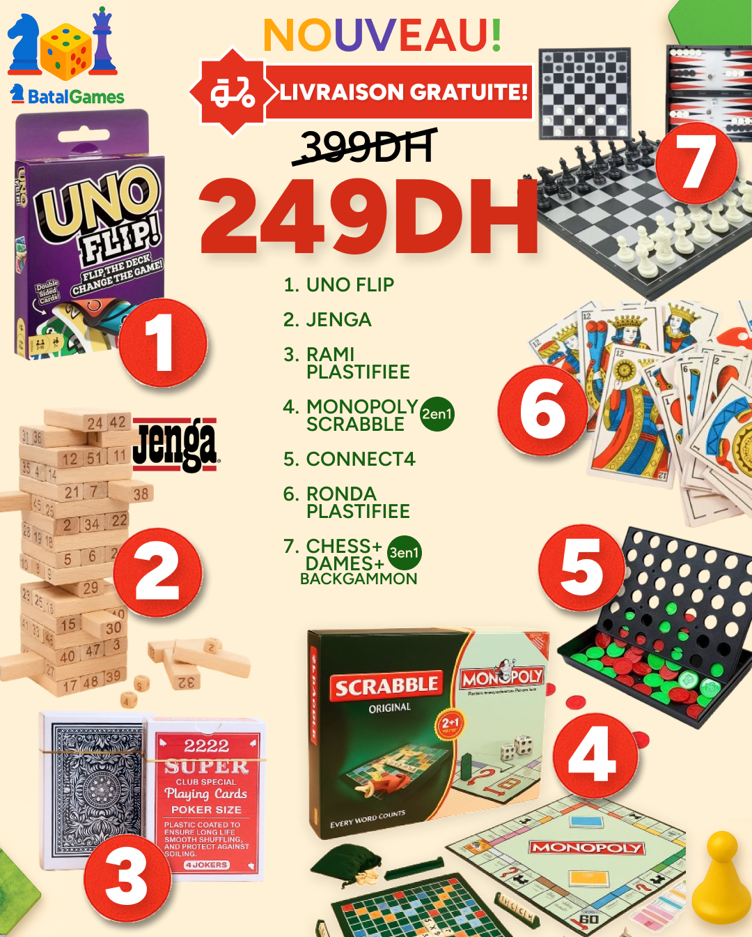 PACK 7 Jeux de Société MS - Livraison Gratuite