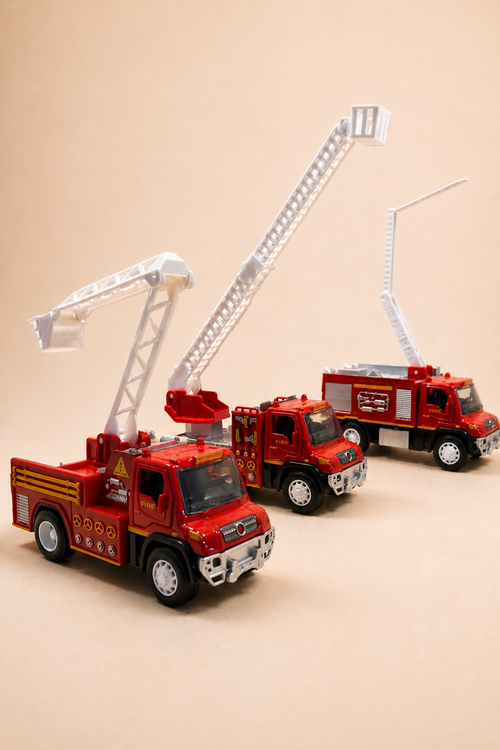Camions de Pompiers Jouets avec Échelle – Lot de 3 Véhicules Rouge pour Enfants