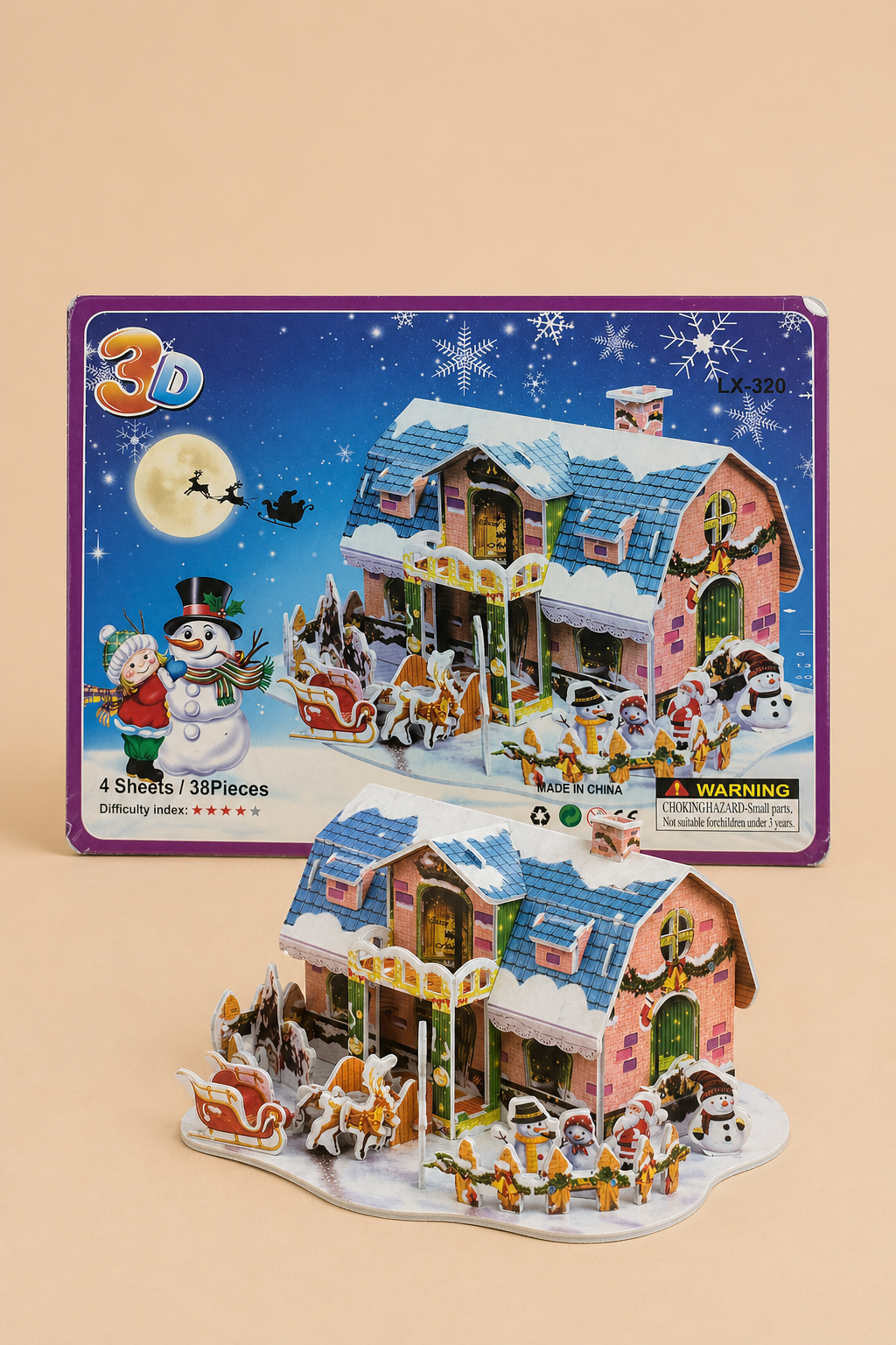 Puzzle 3D Maison de Noël – Maquette Hiver à Construire pour Enfants