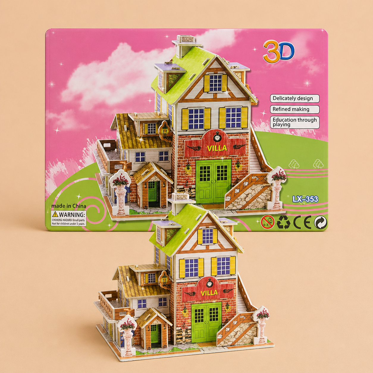 Puzzle 3D Villa Multicolore – Maquette Maison à Construire pour Enfants