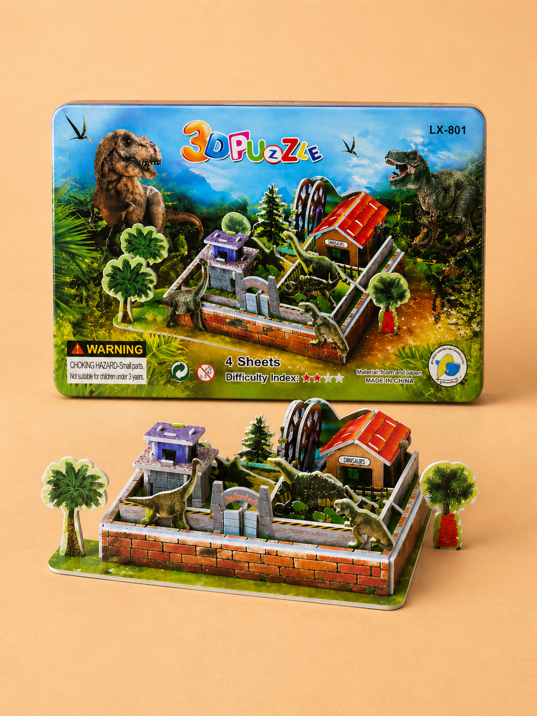 Puzzle 3D Parc de Dinosaures – Maquette Dinosaure à Construire pour Enfants