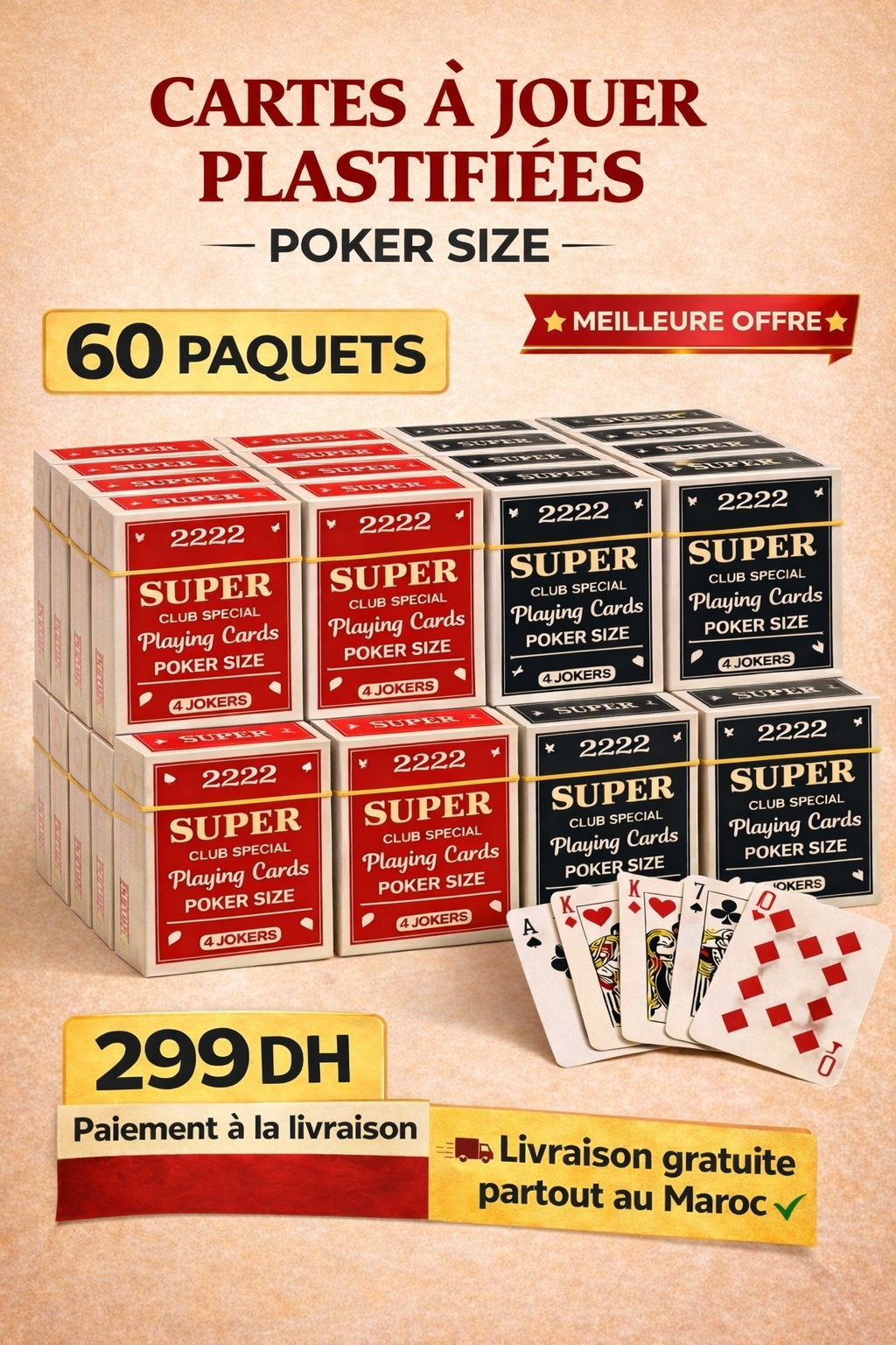 OFFRE SPECIALE 🃏 Cartes Classiques – RAMI (Pack de 60)