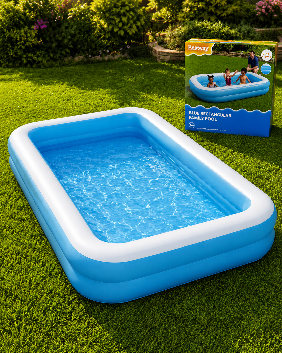Piscine Gonflable Bestway Rectangulaire 2.62×1.75×51 cm – Piscine Familiale 6+