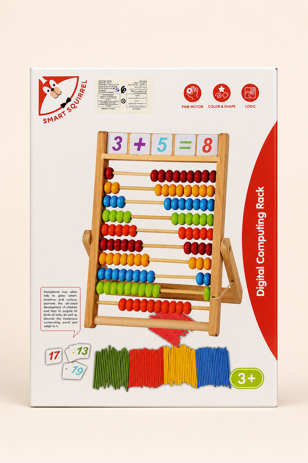 Boulier Éducatif en Bois – Jeu de Calcul et Mathématiques pour Enfants 3+