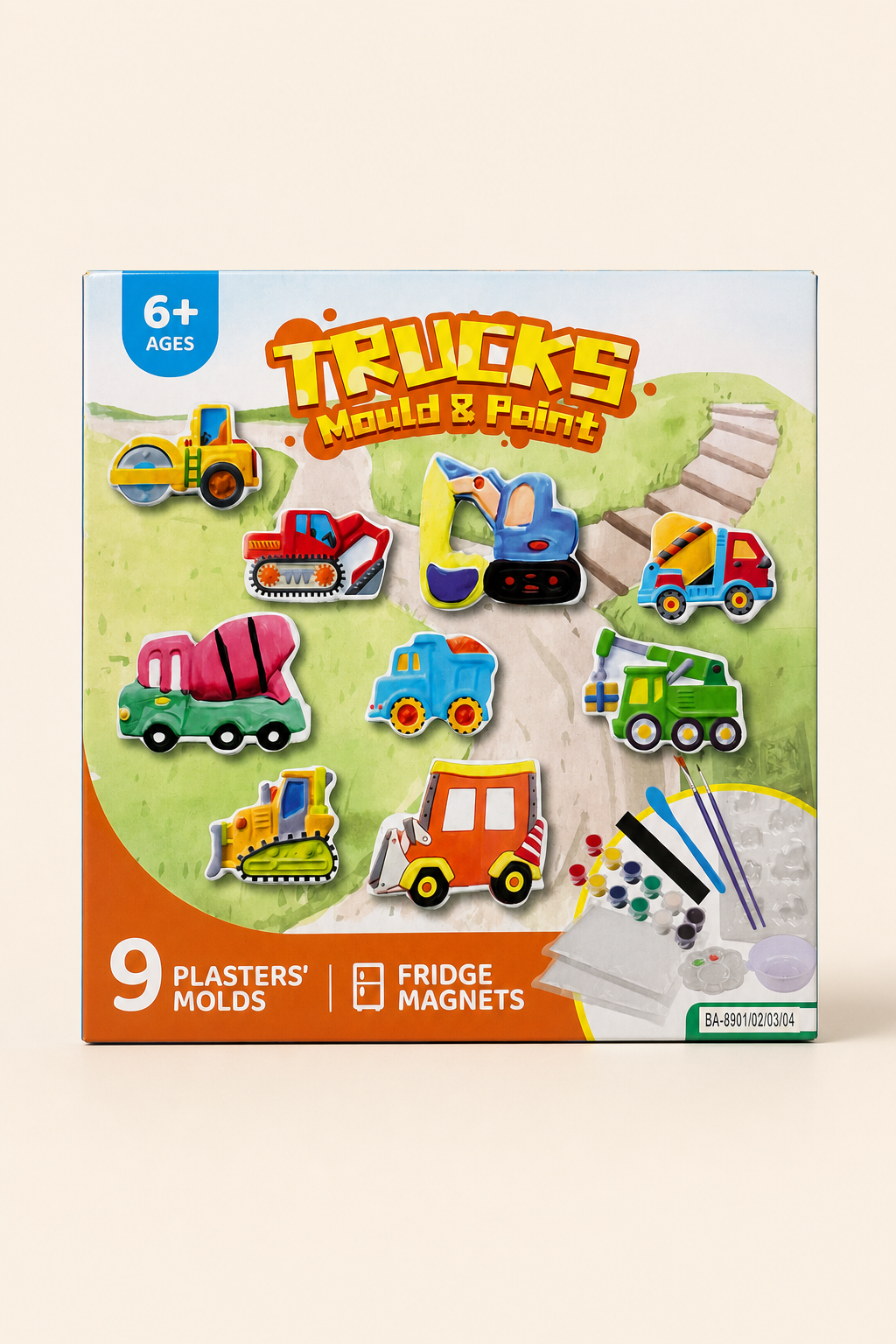 Kit Créatif Moulage et Peinture Camions – 9 Magnets Frigo pour Enfants 6+