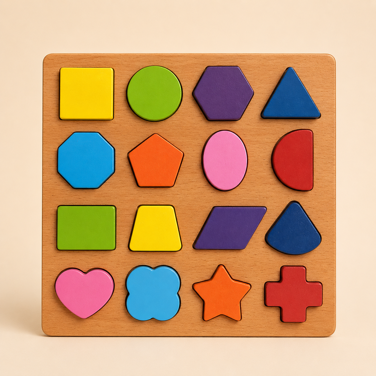 Puzzle Formes en Bois Coloré – Jeu Éducatif Montessori pour Enfants