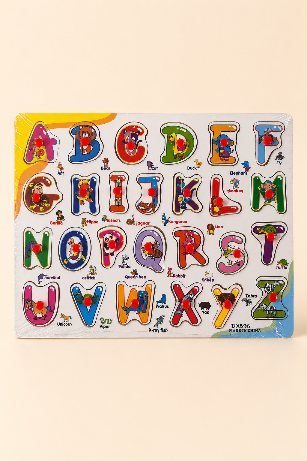 Puzzle Alphabet en Bois A-Z avec Animaux – Jeu Éducatif Lettres pour Enfants