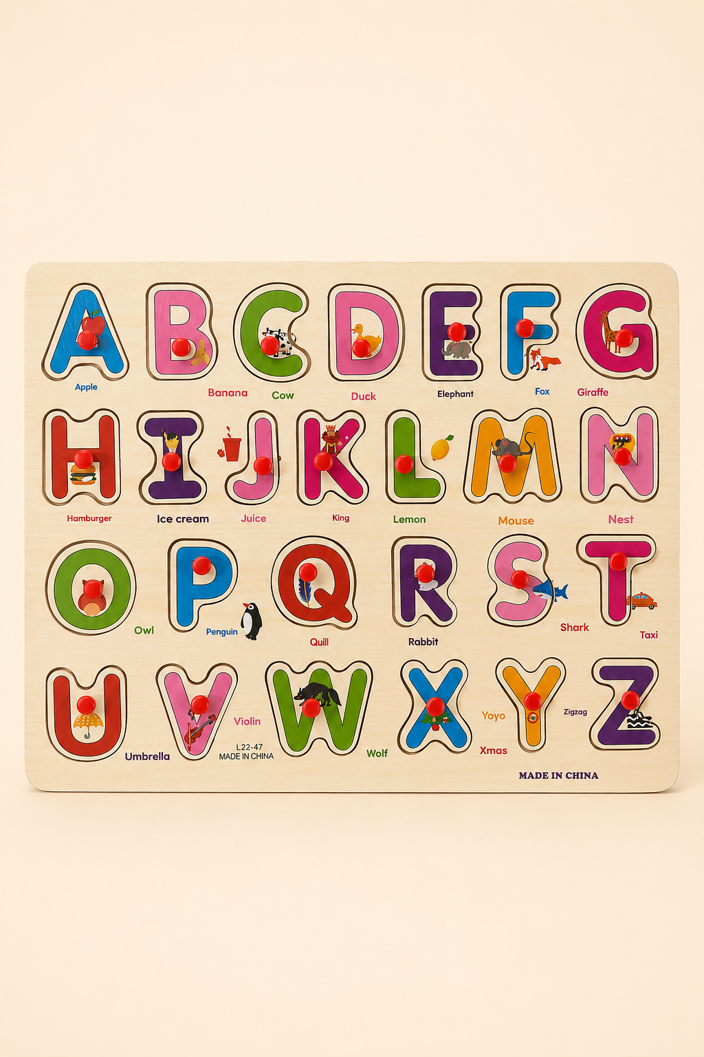 Puzzle Alphabet en Bois A-Z avec Images – Jeu Éducatif Lettres pour Enfants
