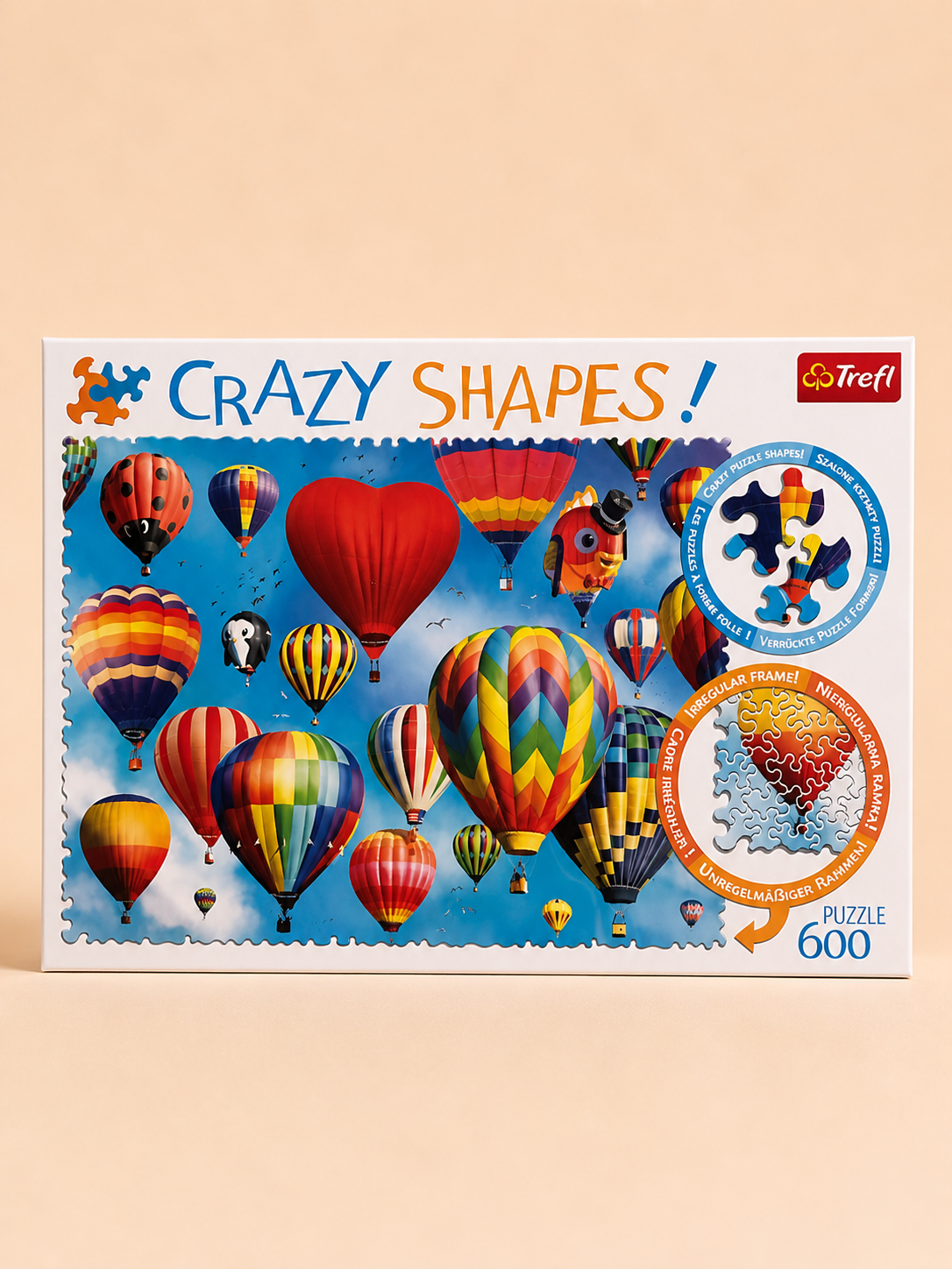 Puzzle Trefl Crazy Shapes 600 Pièces – Montgolfières Colorées avec Formes Originales