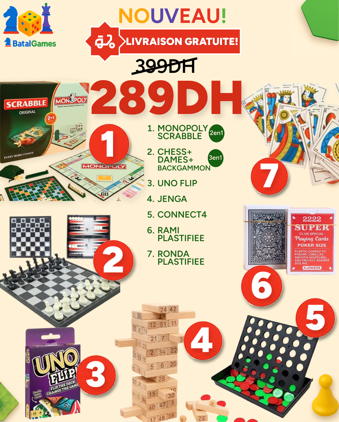 PACK 7 Jeux de Société MS - Livraison Gratuite