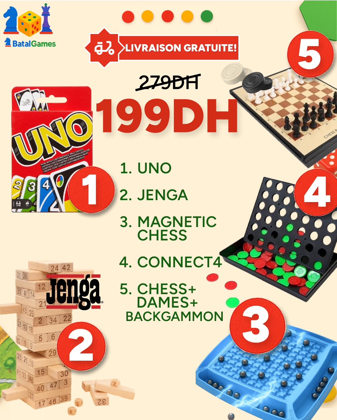 PACK 5 Jeux de Société - Livraison Gratuite