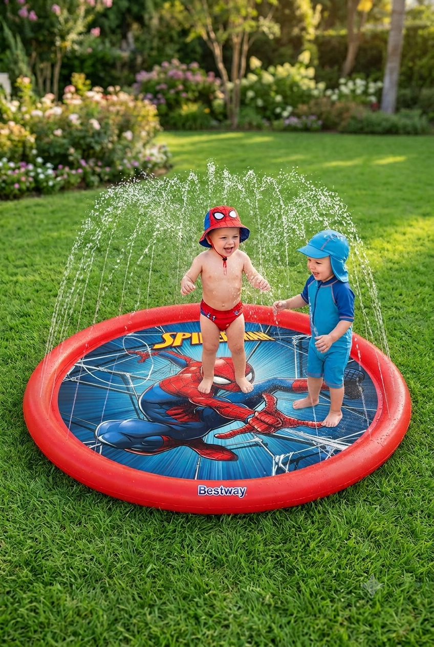 Splash Pad Bestway Spider-Man 1,65 m – Tapis d’Eau Gonflable Enfant