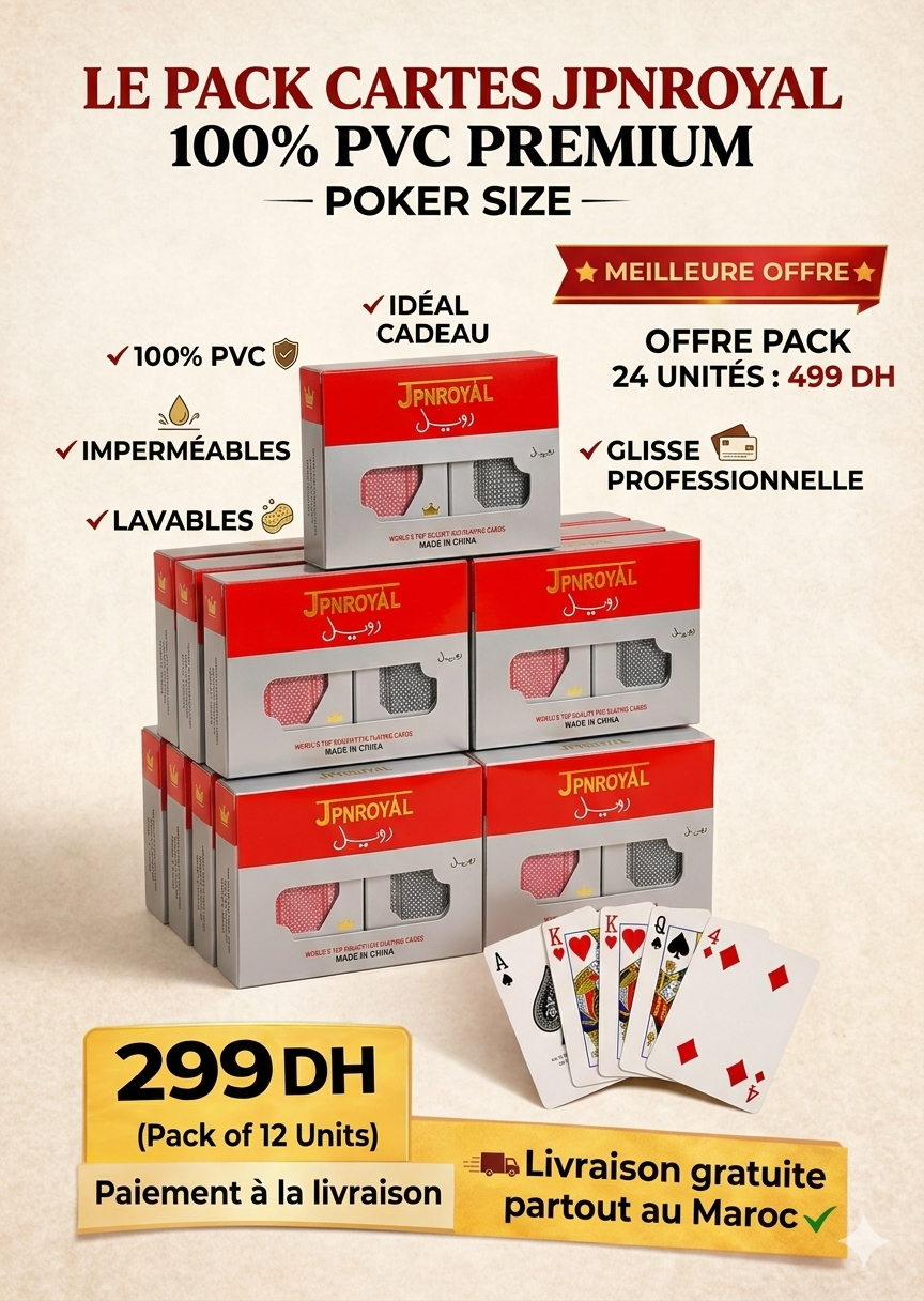 Pack de 12 Cartes JPNROYAL – 100% PVC Premium Ultra-Durable