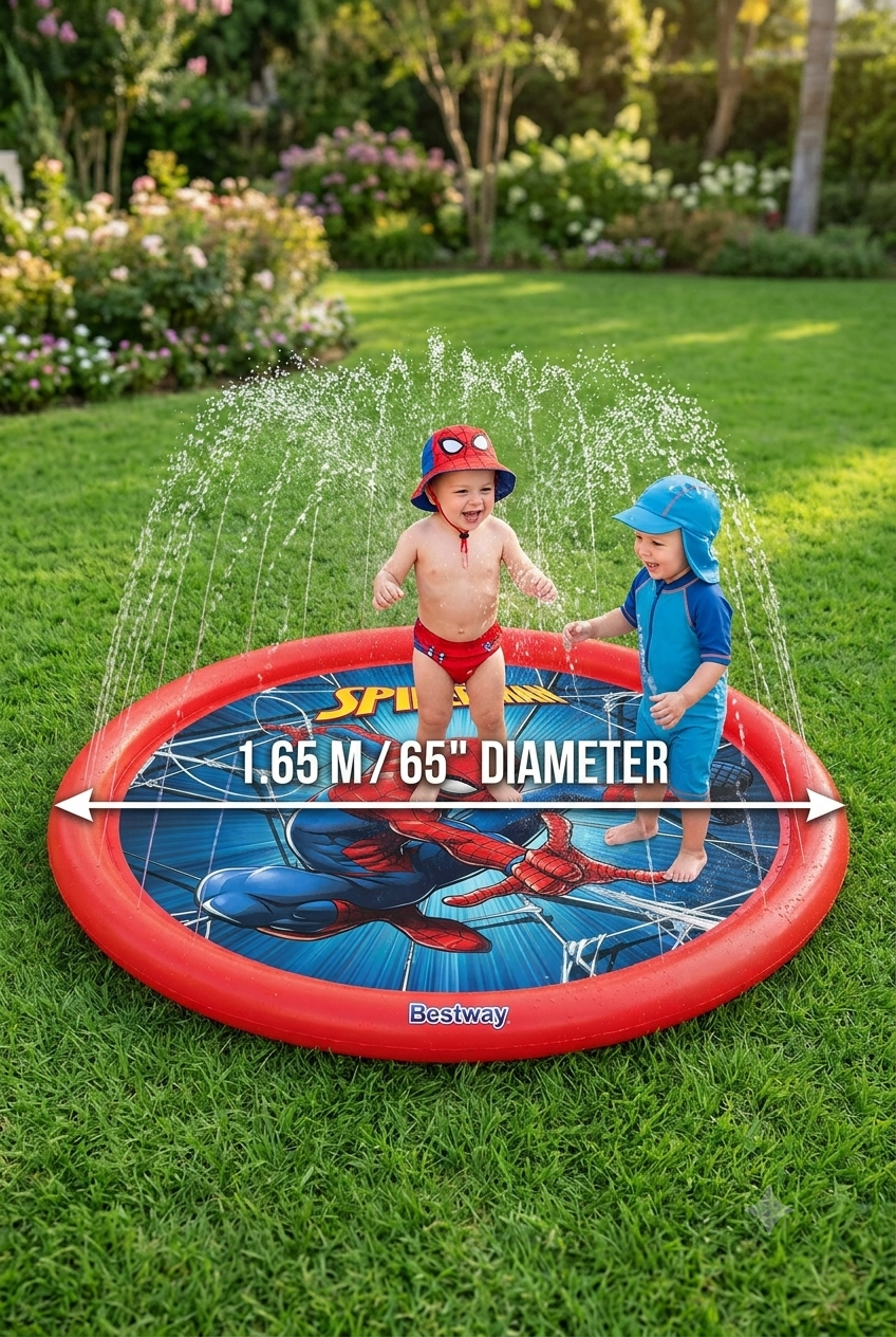Splash Pad Bestway Spider-Man 1,65 m – Tapis d’Eau Gonflable Enfant