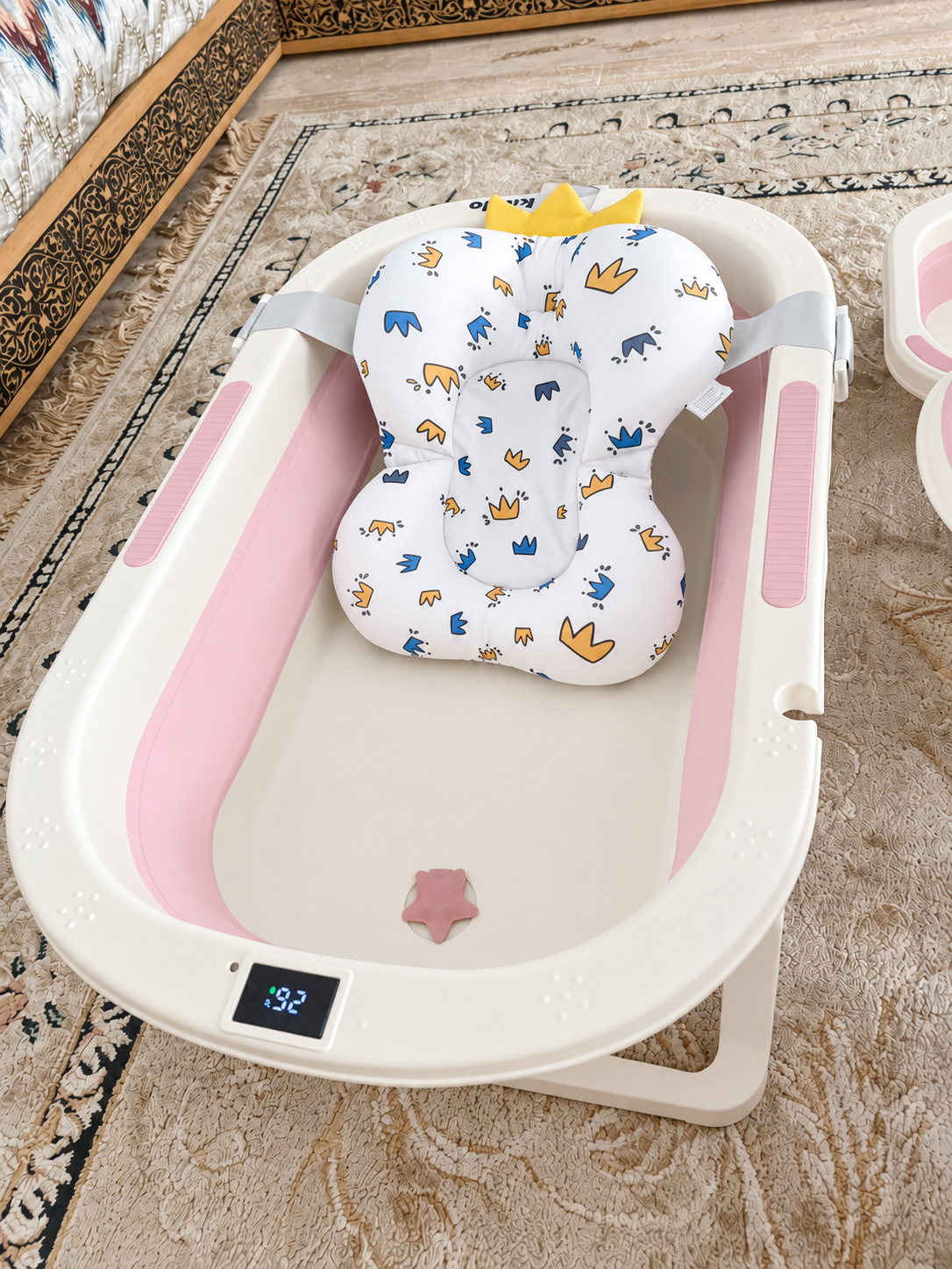 Kit Bain Bébé Kidilo® 6 en 1 – Baignoire Pliable Avec 5 Accessoires + Cadeau!