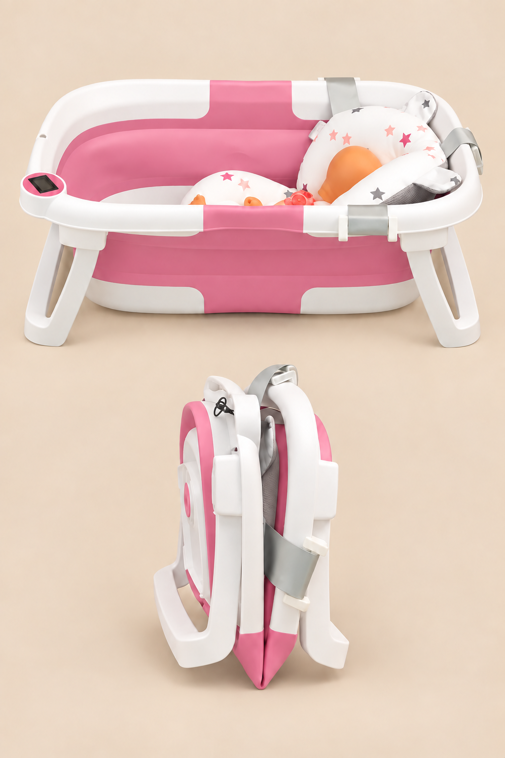 Baignoire Bébé Pliable avec Thermomètre et Coussin de Bain – Livraison Maroc
