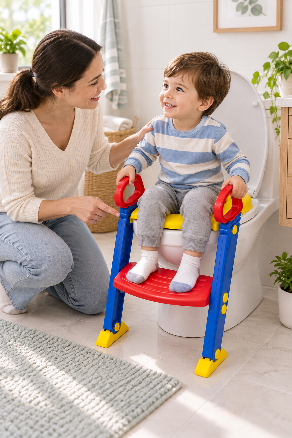 Siège de Toilette Enfant avec Marchepied – Réducteur Pliable Multicolore