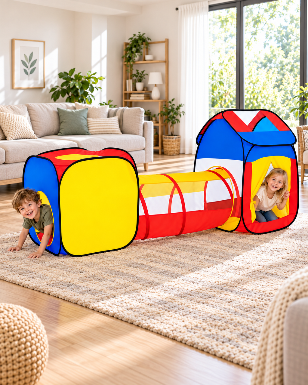 Tente de Jeu Enfant 3 en 1 avec Tunnel Rampant – 235cm – Livraison Gratuite