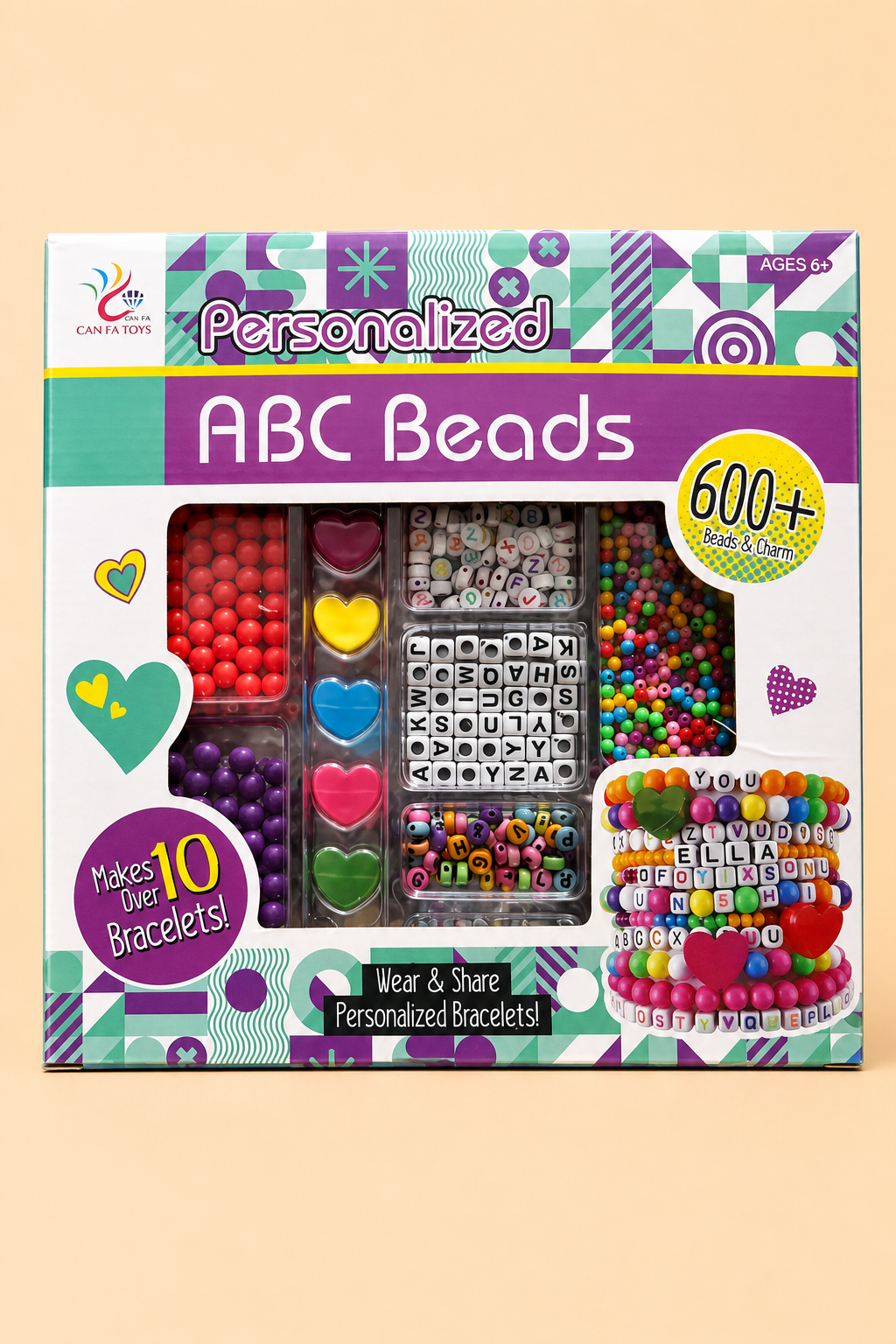 Kit de Perles ABC Beads – 600+ Perles pour Bracelets Personnalisés