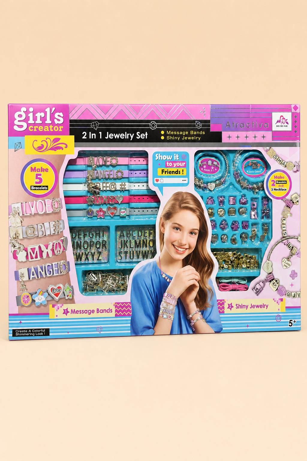 Set de Bijoux Créatif 2 en 1 pour Filles – Bracelets Message & Bijoux Brillants