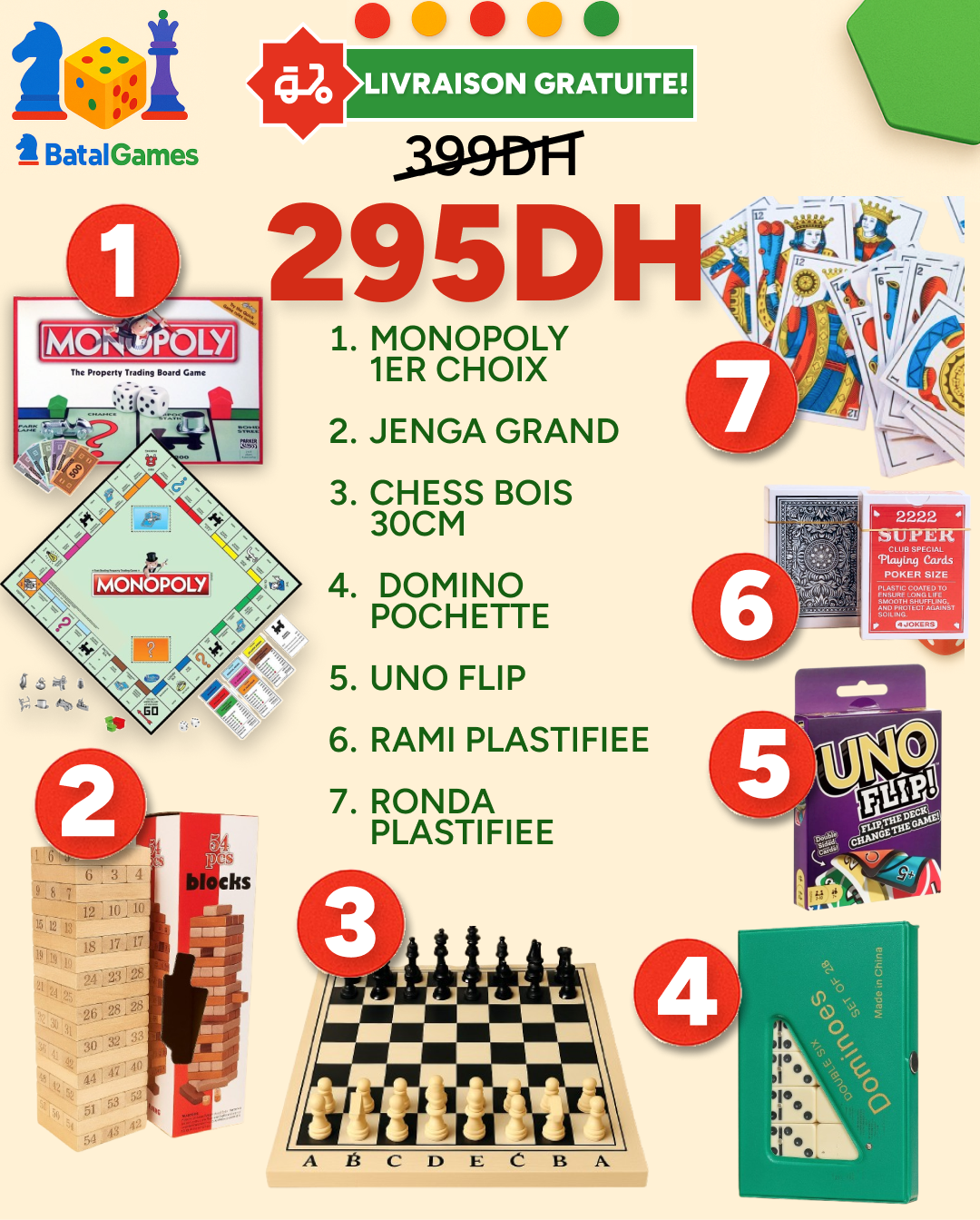 PACK 7 JEUX MONOPOLY - LIVRAISON GRATUITE