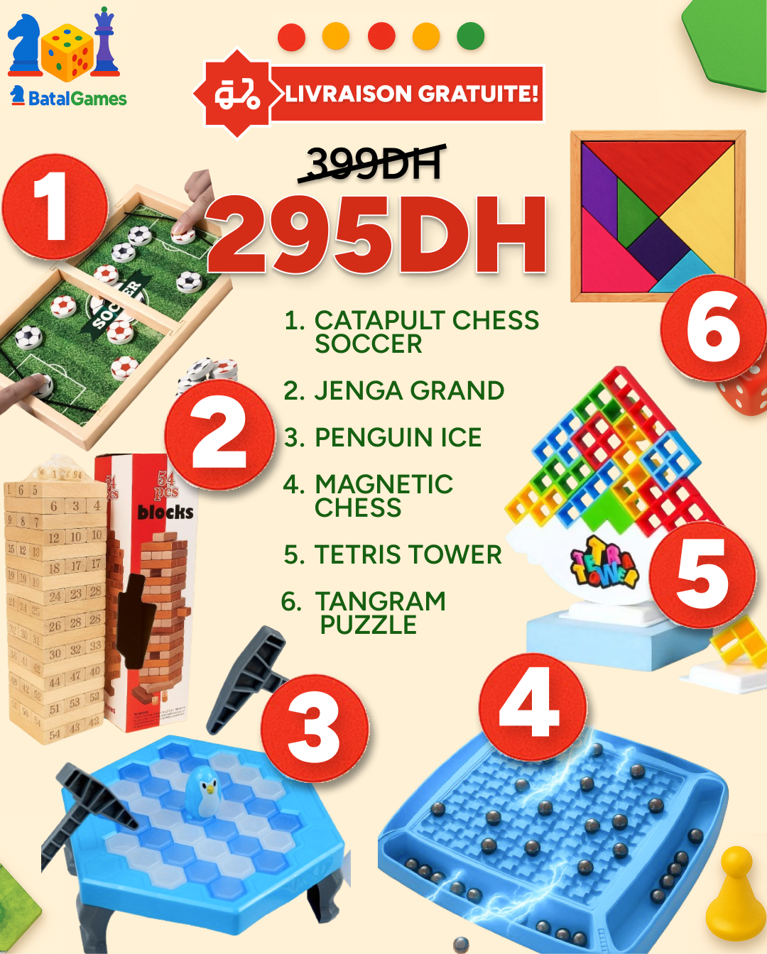 PACK 6 FAMILY FUN- 295DH + Livraison Gratuite