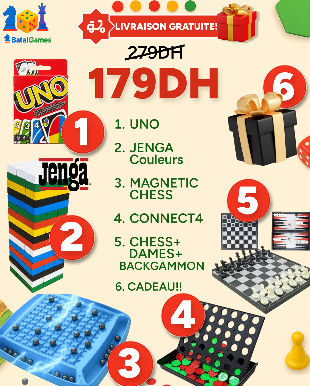 OFFRE LIMITEE - PACK 5 Jeux de Société à 179DH + CADEAU - Livraison Gratuite