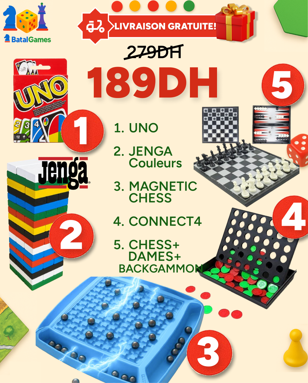 PACK 5 Jeux de Société à 189DH - Livraison Gratuite