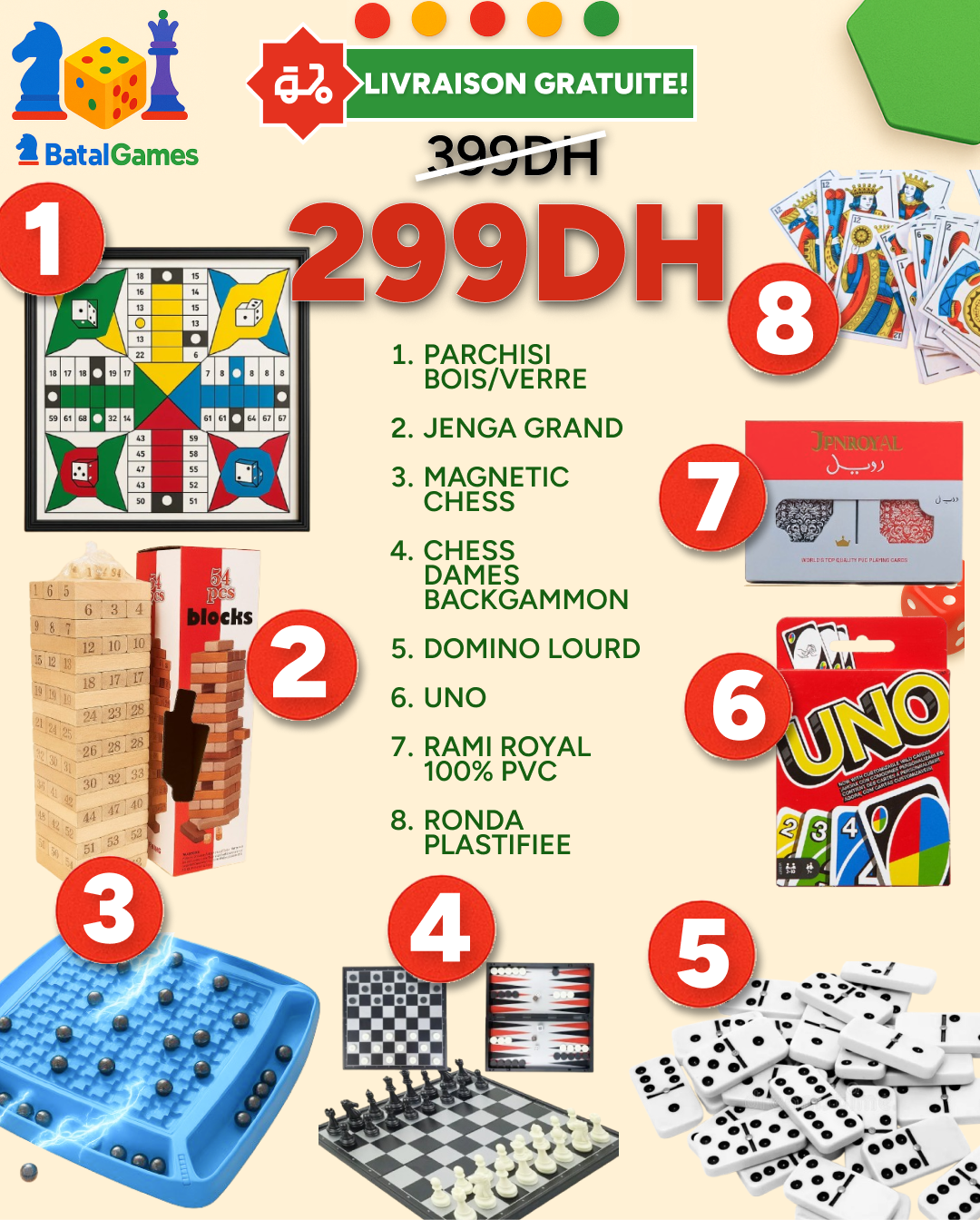 Pack 8 Jeux de Société Premium – Pack Famille 299 DH Livraison Gratuite