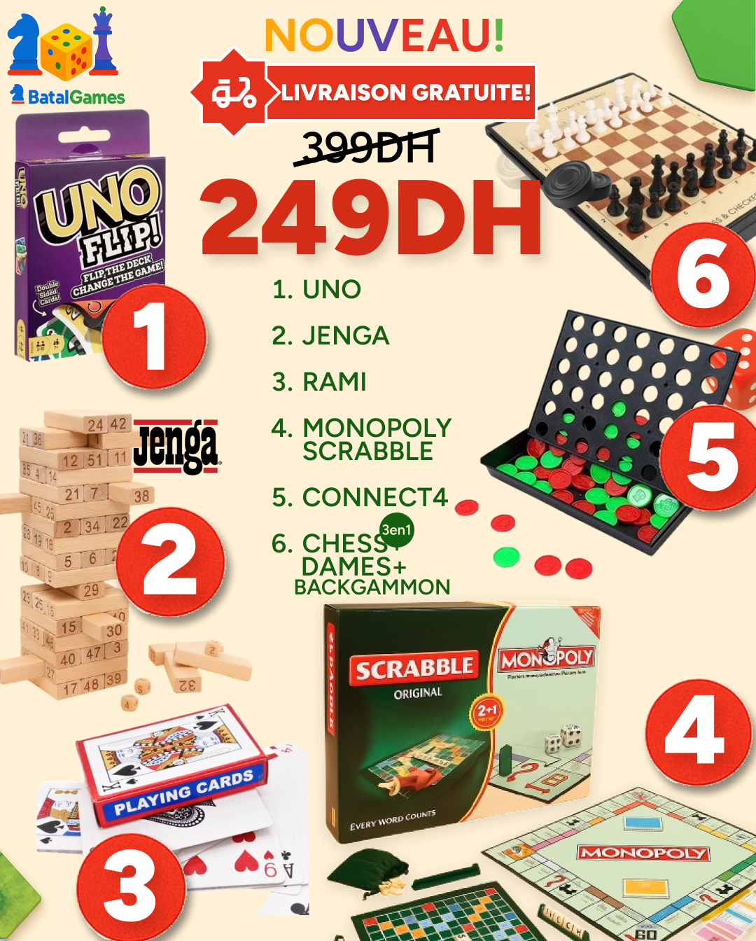 PACK 6 Jeux de Société MS - Livraison Gratuite