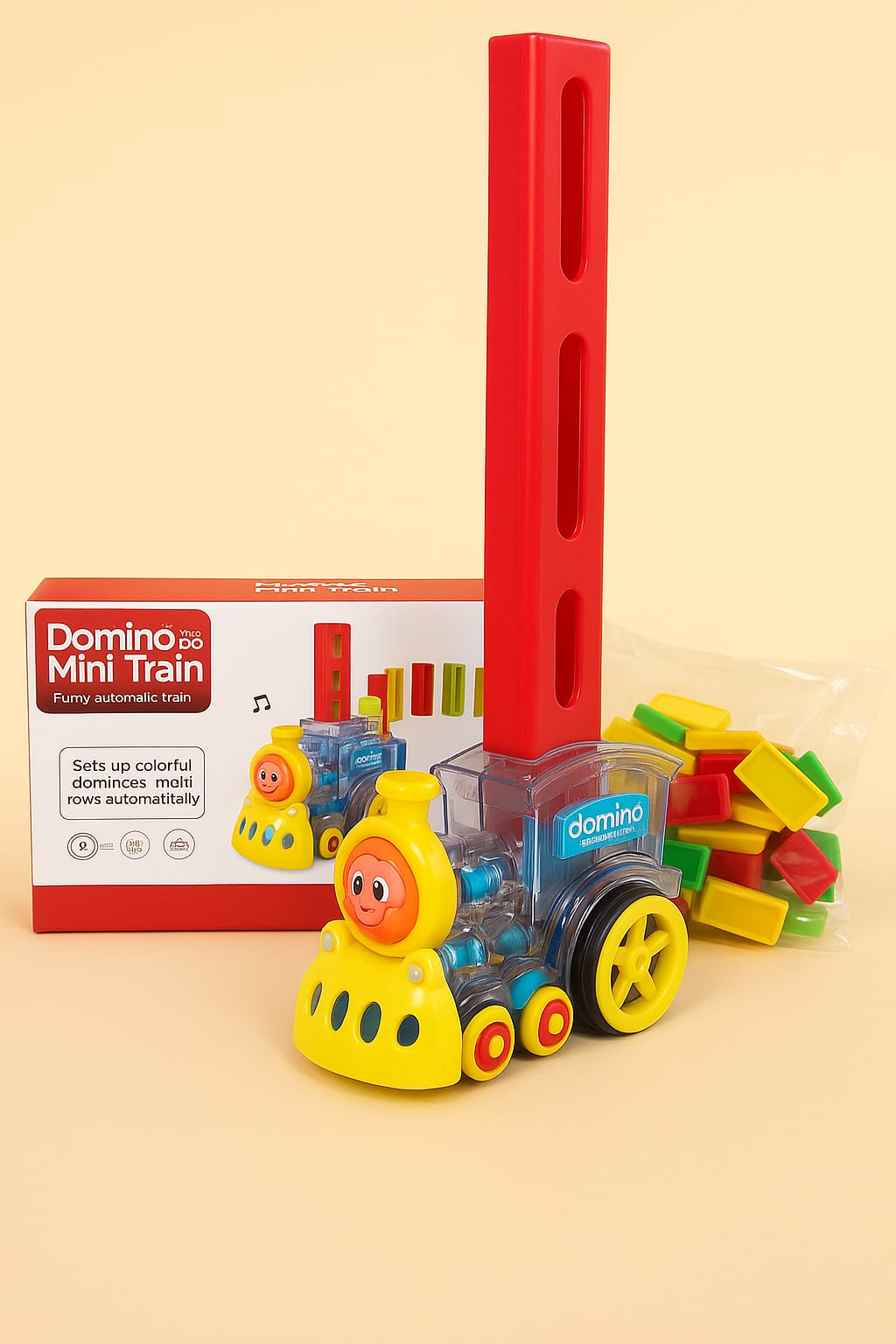 Train Domino Enfant – Jeu Éducatif avec Lumière & Son (60 Pièces)