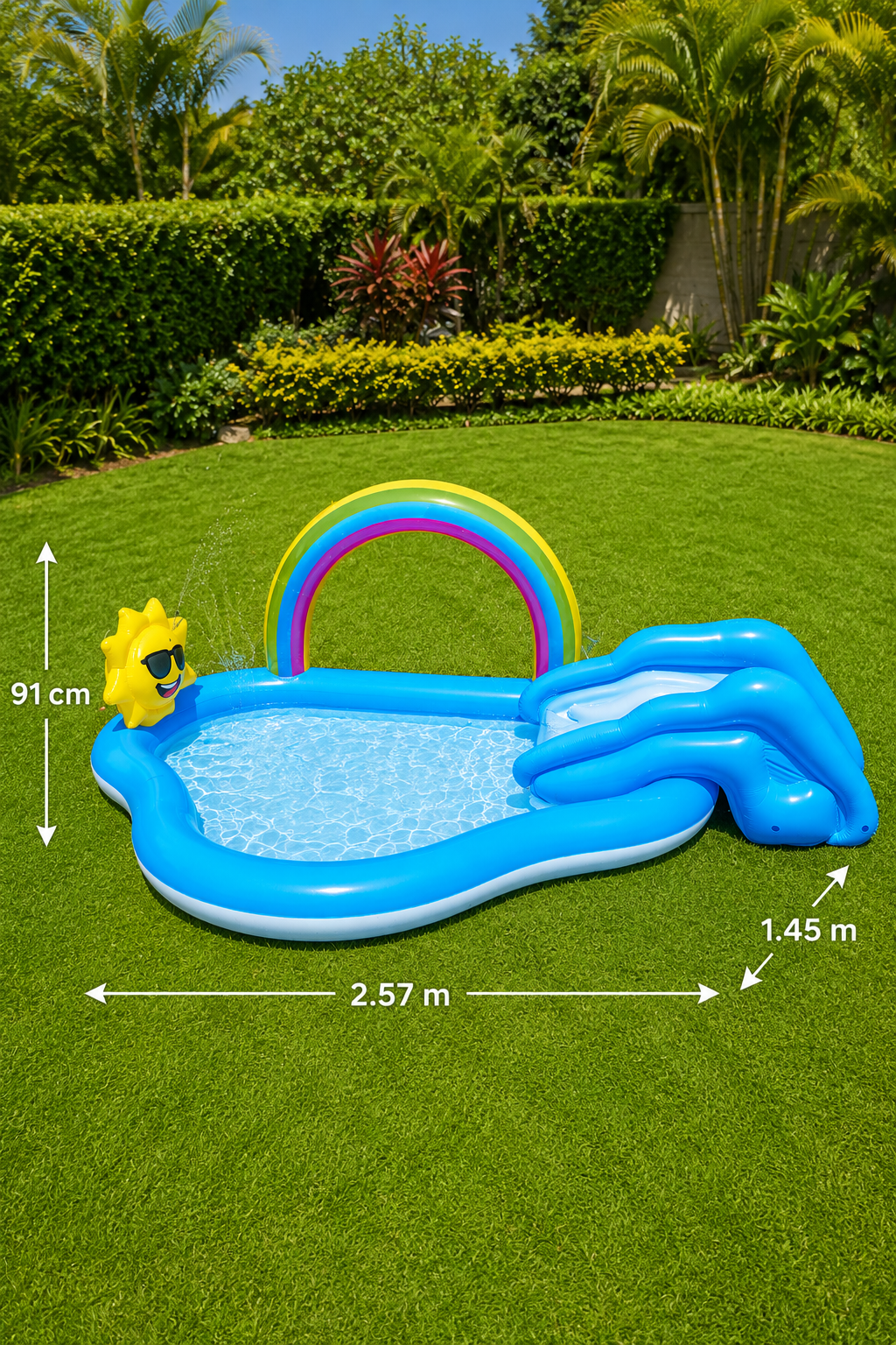 Aire de Jeux Aquatique Bestway avec Toboggan – 2,57 × 1,45 × 91 cm