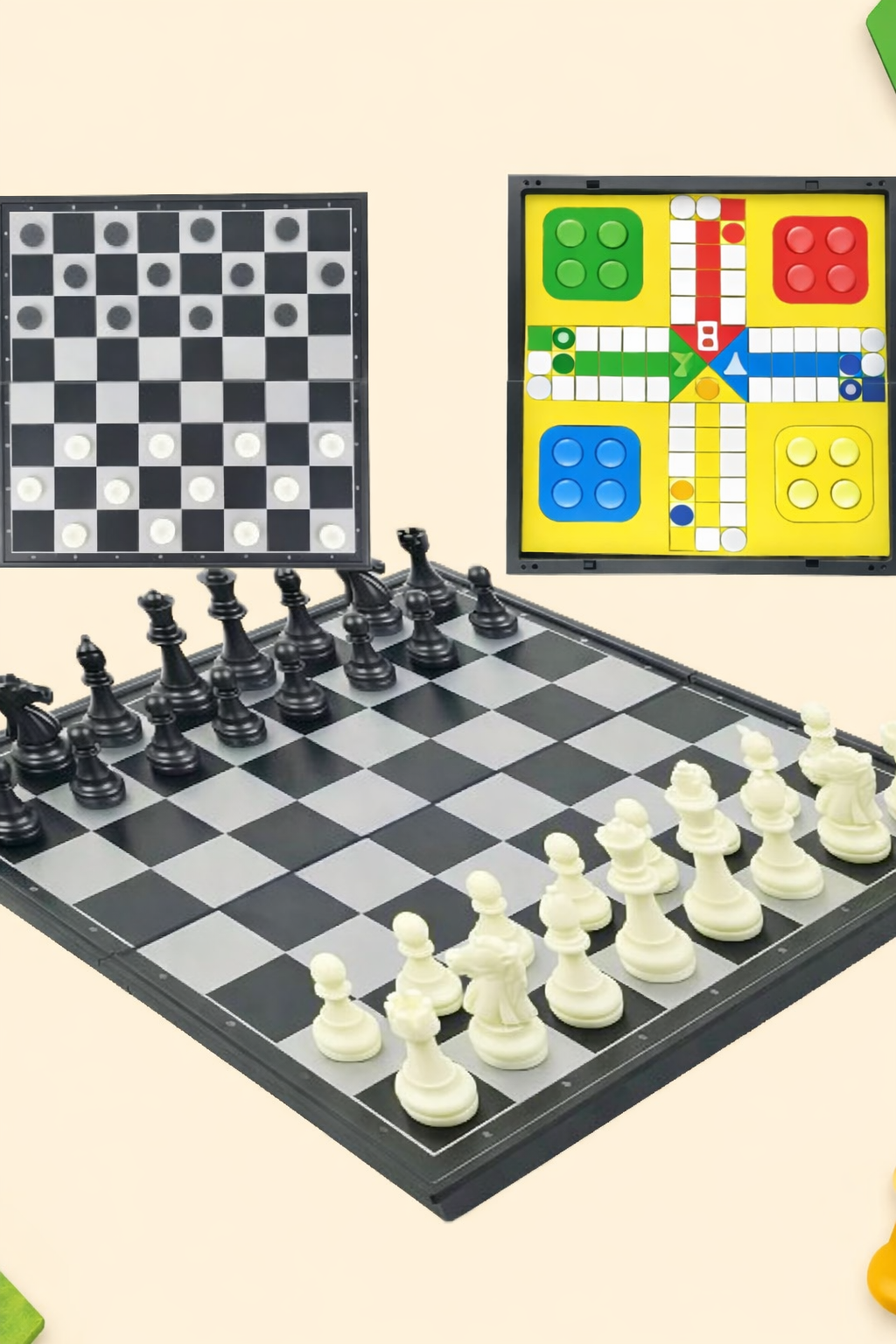 Échecs, Dames & LUDO Magnétiques 3 en 1