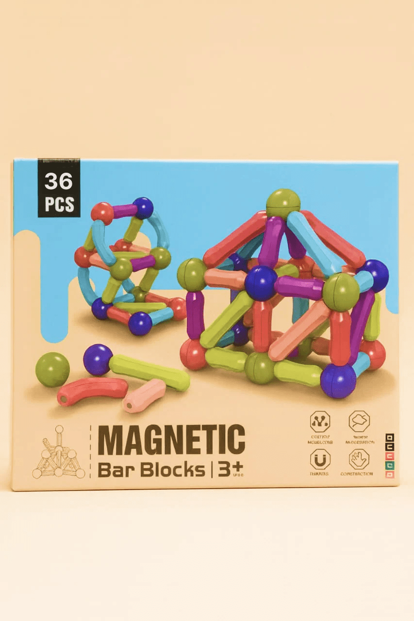 🧲 Blocs Magnétiques de Construction – 36 Pièces Colorées - Batal Games