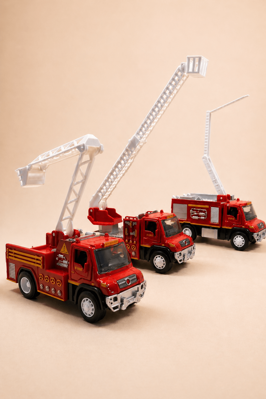Camions de Pompiers Jouets avec Échelle – Lot de 3 Véhicules Rouge pour Enfants - Batal Games