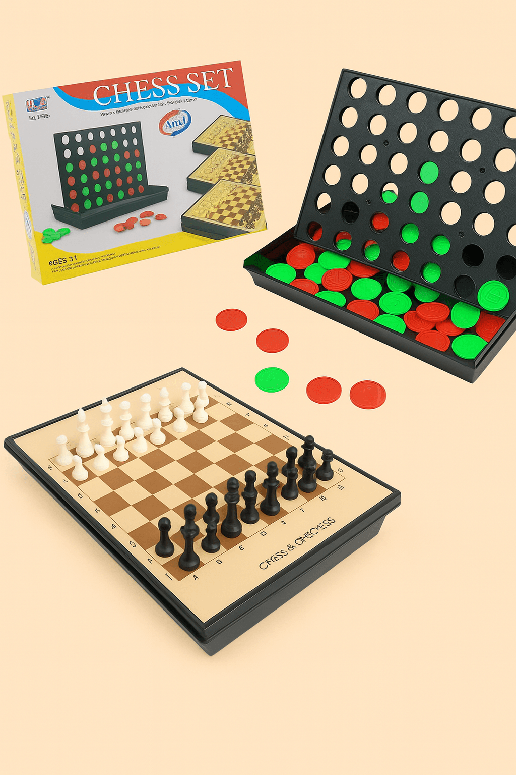 Chess Set Grand: Échecs, Dames & Puissance 4 - Batal Games