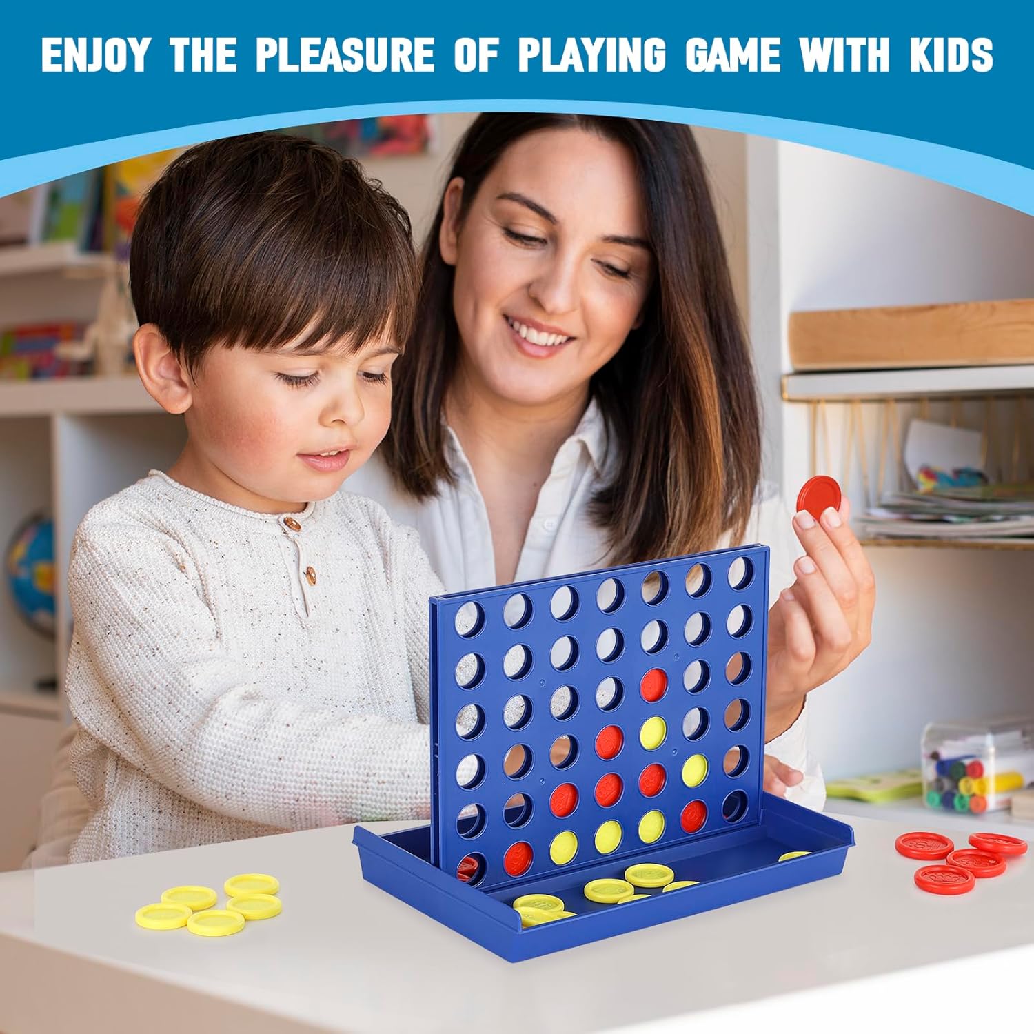 Connect 4 GRAND FORMAT – Jeu de Stratégie Classique pour Deux Joueurs - Batal Games