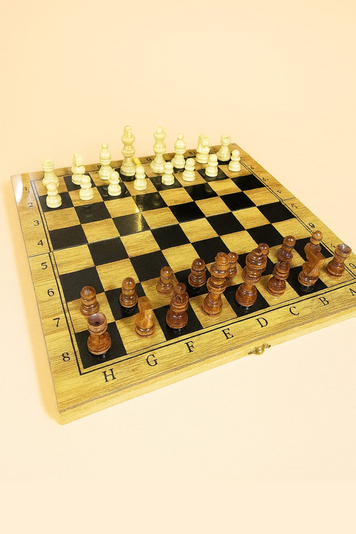 Chess Set 3 en 1 – Échecs, Dames & Backgammon en Bambou Haut de Gamme