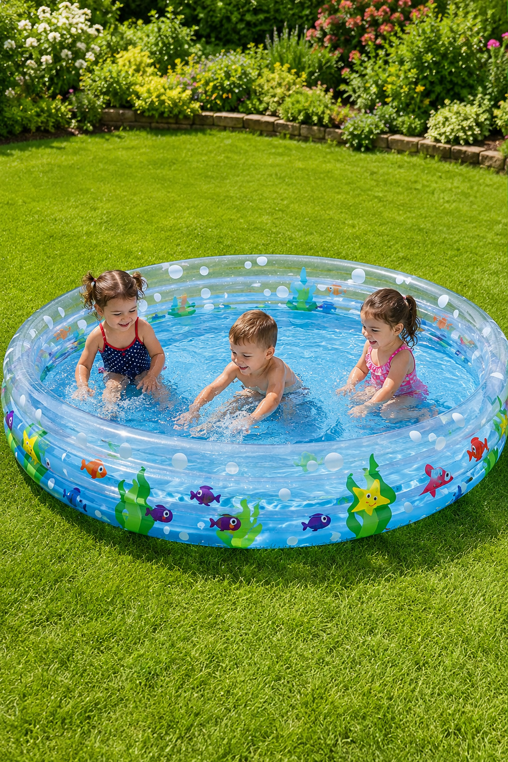 Piscine Gonflable Bestway Transparente 1,83 m × 33 cm – Piscine Enfant Motif Marin