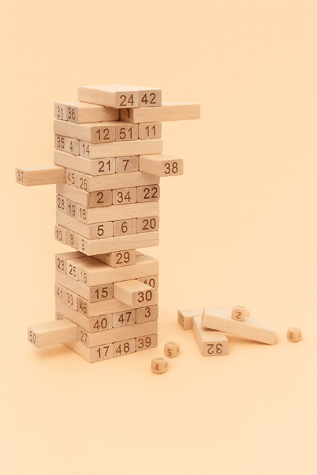JENGA Classique 54p en Bois Avec Dés - Batal Games