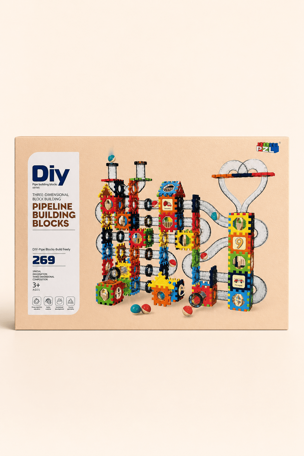 Jeu de Construction Pipeline Blocks 269 Pièces – Blocs DIY 3D Éducatifs pour Enfants 3+ - Batal Games