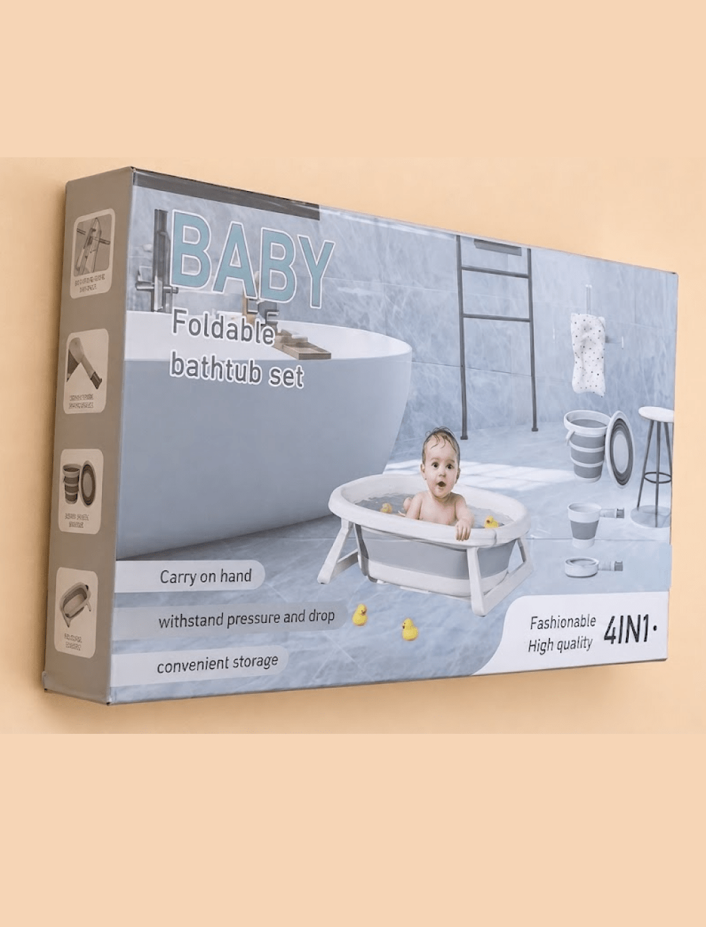 Kit Bain Bébé Compact 4 - en - 1 – Baignoire Pliable avec Accessoires - Batal Games