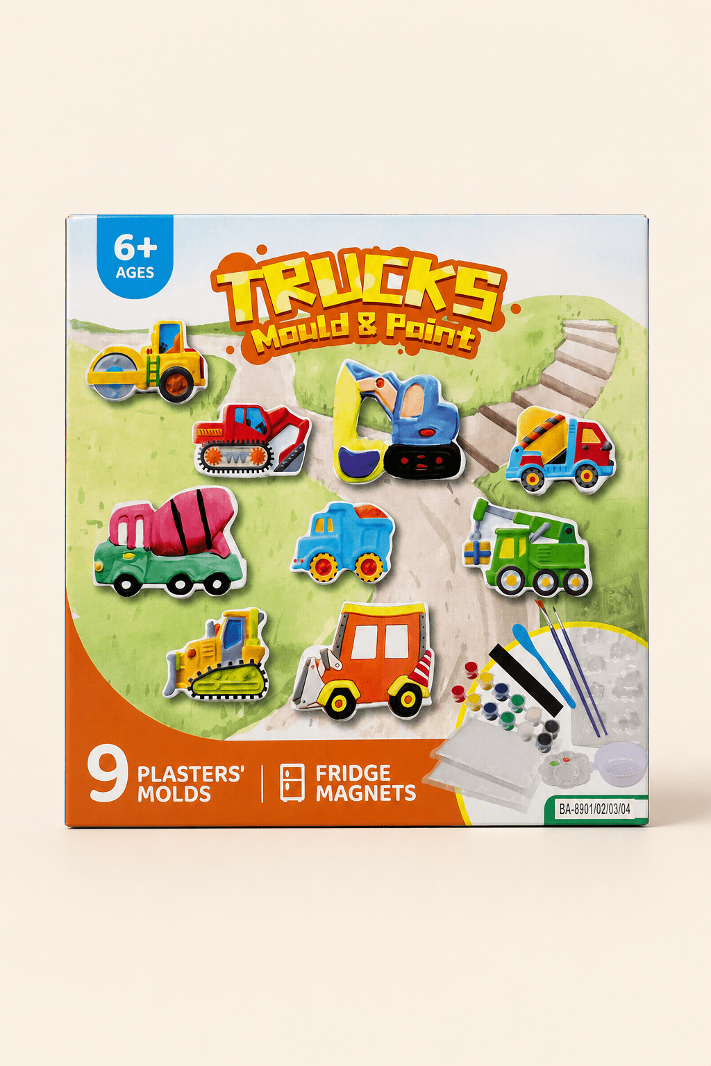 Kit Créatif Moulage et Peinture Camions – 9 Magnets Frigo pour Enfants 6+ - Batal Games