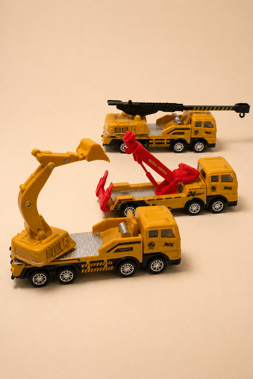 Lot de 3 Camions de Chantier Jouets – Grue, Dépanneuse et Excavatrice pour Enfants - Batal Games