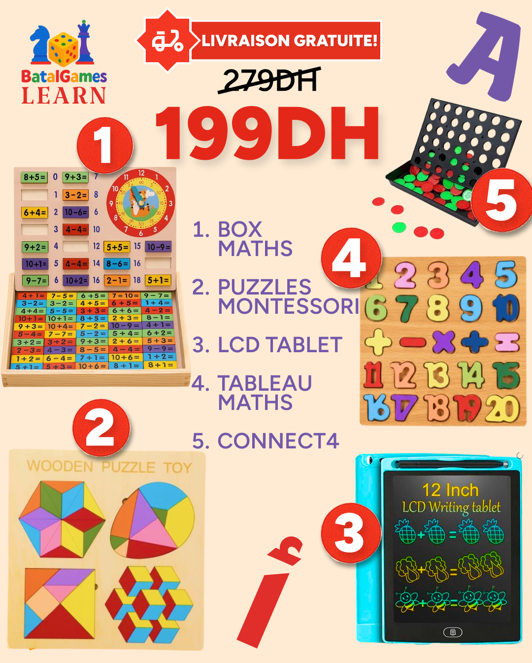 PACK 5 JEUX DE MATHS, LOGIQUE & CRÉATIVITÉ - Batal Games